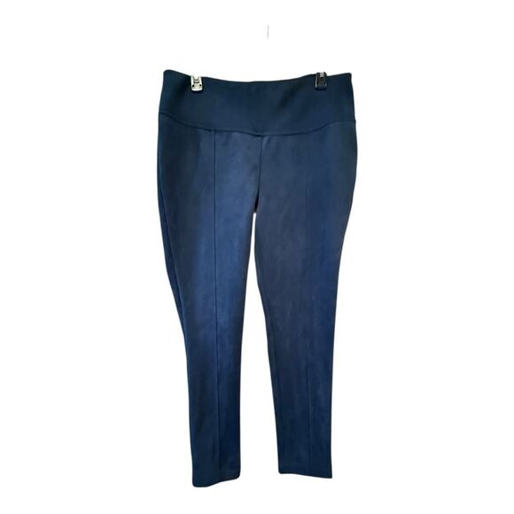 Andrew Marc Pants - Andrew Marc Women’s Blue Faux Suede Pull On Pants Slim Leg Size L Soft